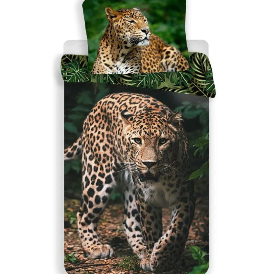 Animal Pictures Dekbedovertrek Luipaard - Eenpersoons - 140 x 200 cm - Groen