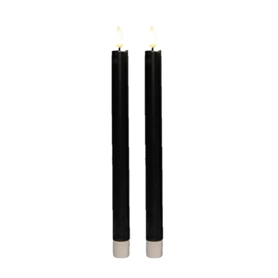 Anna's Collection Anna Collection Led dinerkaarsen - 2x - zwart - 25 cm - 3D vlam