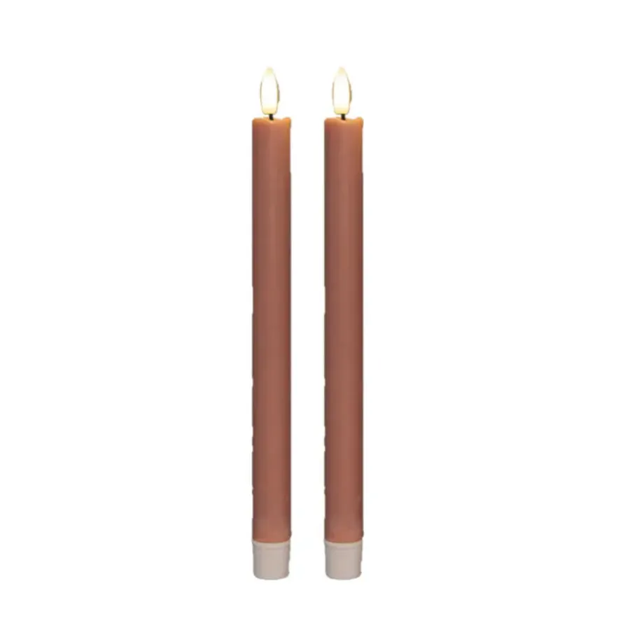 Anna's Collection Anna Collection Led dinerkaarsen - 2x - roze - 25 cm - 3D vlam