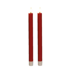 Kaarsen-Anna's Collection Anna Collection Led dinerkaarsen - 2x - rood - 25 cm - 3D vlam
