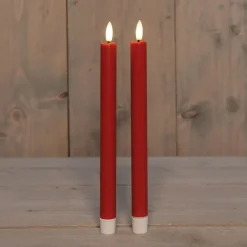 Kaarsen-Anna's Collection Anna Collection Led dinerkaarsen - 2x - rood - 25 cm - 3D vlam