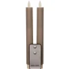 Anna's Collection Anna Collection LED dinerkaarsen - 2x - taupe kleur - 23 cm