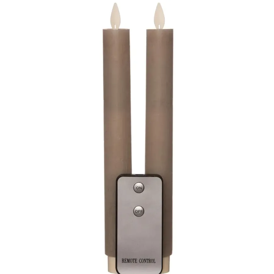 Anna's Collection Anna Collection LED dinerkaarsen - 2x - taupe kleur - 23 cm