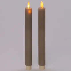 Anna's Collection Anna Collection LED dinerkaarsen - 2x - taupe kleur - 23 cm