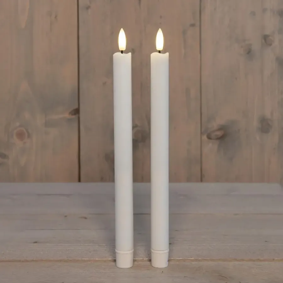 Anna's Collection Anna Collection Led dinerkaarsen - 2x - wit - 25 cm - 3D vlam