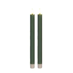 Anna's Collection Anna Collection Led dinerkaarsen - 2x - groen - 25 cm - 3D vlam