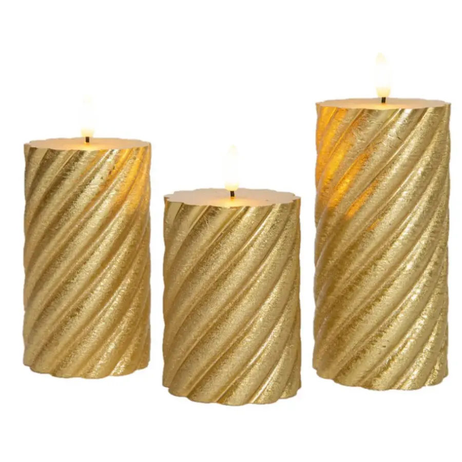 Anna's Collection Anna Collection LED kaarsen - 3x - goud -swirl -afstandsbediening