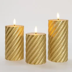 Anna's Collection Anna Collection LED kaarsen - 3x - goud -swirl -afstandsbediening