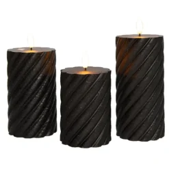 Anna's Collection Anna Collection LED kaarsen - 3x - zwart -swirl -afstandsbediening