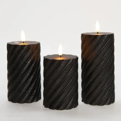 Anna's Collection Anna Collection LED kaarsen - 3x - zwart -swirl -afstandsbediening