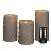 Kaarsen-Anna's Collection Anna Collection LED kaarsen - 3x - taupe grijs -swirl