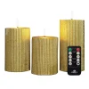 Anna's Collection Anna Collection LED stompkaarsen - 3x - goud - ribbel