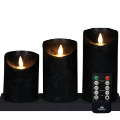 Anna's Collection LED kaarsen - 3x - zwart