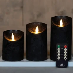 Anna's Collection LED kaarsen - 3x - zwart