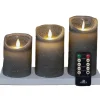 Kaarsen-Anna's Collection LED kaarsen - 3x - grijs