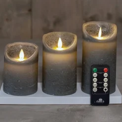 Kaarsen-Anna's Collection LED kaarsen - 3x - grijs