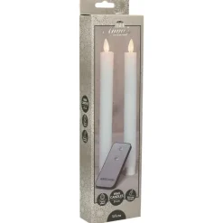 Kaarsen-Anna's Collection Dinerkaarsen - wit - 2 stuks - LED - 23 cm