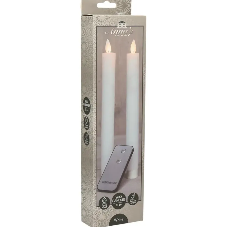 Kaarsen-Anna's Collection Dinerkaarsen - wit - 2 stuks - LED - 23 cm