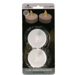 Kaarsen-Anna's Collection Grote LED theelichtjes - 2x - wit -6 x 4,5 cm