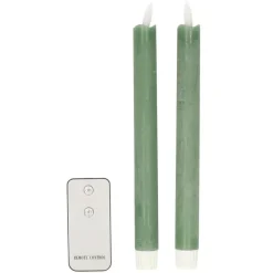 Kaarsen-Anna's Collection LED dinerkaarsen - 2x - jade groen - 23 cm