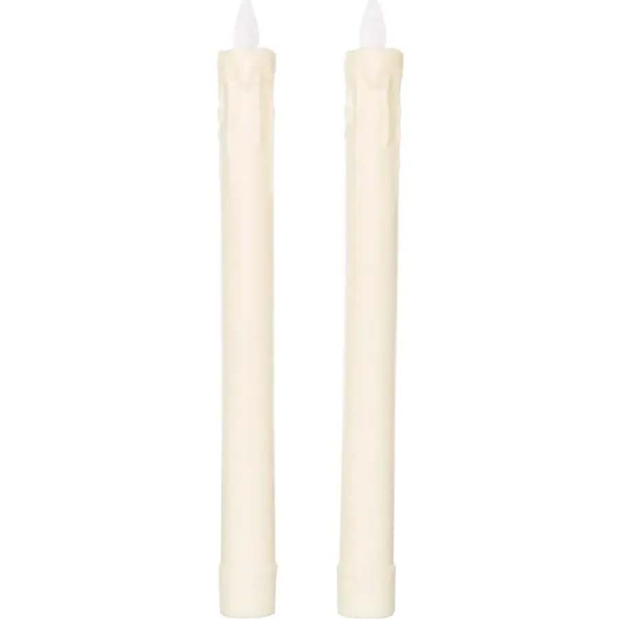 Anna's Collection LED Dinerkaarsen - 2x stuks - ivoor - 24 cm