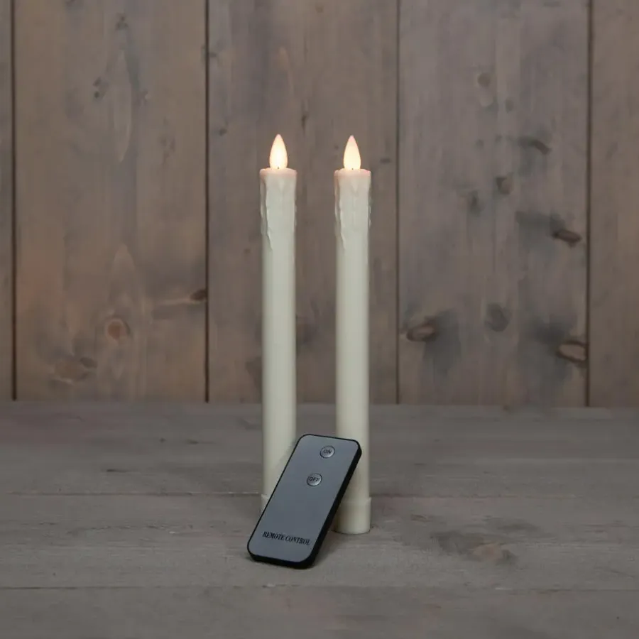 Anna's Collection LED Dinerkaarsen - 2x stuks - ivoor - 24 cm