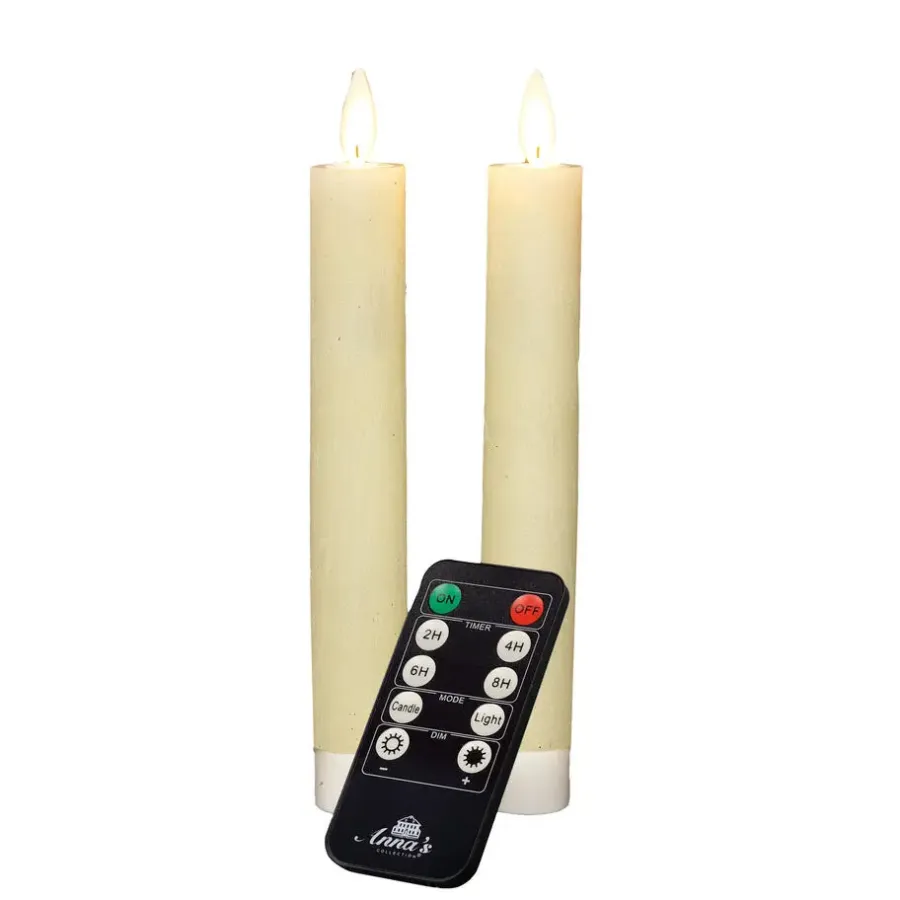Kaarsen-Anna's Collection LED dinerkaarsen - 2x - ivoor wit - 18 cm