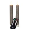 Anna's Collection LED dinerkaarsen - 2x st - taupe grijs - 18 cm