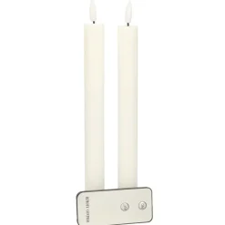 Anna's Collection Led dinerkaarsen - 2x st - wit - ribbel - 23 cm