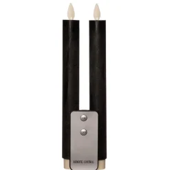 Kaarsen-Anna's Collection LED dinerkaarsen - zwart - 2x - 23 cm