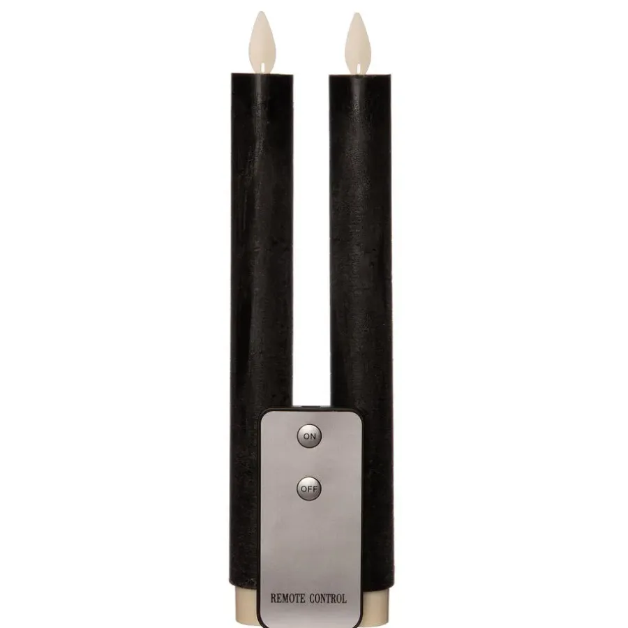 Kaarsen-Anna's Collection LED dinerkaarsen - zwart - 2x - 23 cm
