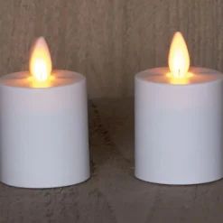 Anna's Collection LED kaarsen - 2x - wit - H8 cm - bewegende vlam