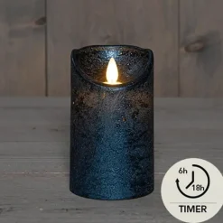 Kaarsen-Anna's Collection Led stompkaars - metallic blauw - 12,5 x 7,5 cm