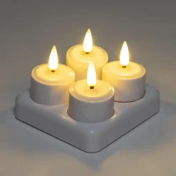 Kaarsen-Anna's Collection LED waxinelichtjes - 4x -wit - oplaadbaar