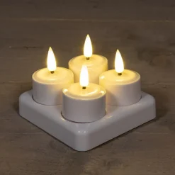 Kaarsen-Anna's Collection LED waxinelichtjes - 4x -wit - oplaadbaar