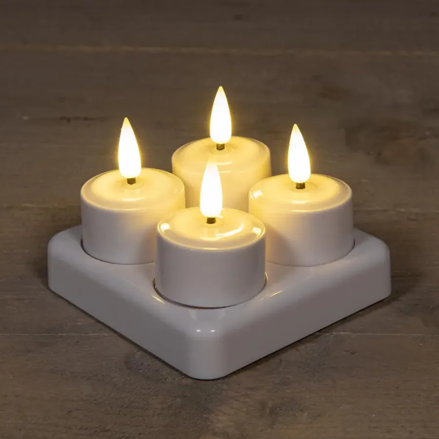 Kaarsen-Anna's Collection LED waxinelichtjes - 4x -wit - oplaadbaar