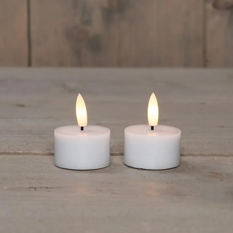 Anna's Collection LED waxinelichtjes - 2x -wit -D4 x H5 cm