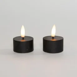 Anna's Collection LED waxinelichtjes - 2x -zwart -D4 x H5 cm