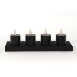 Anna's Collection Oplaadbare LED theelichtjes - 4x - zwart -H6 cm