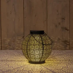 Anna's Collection Solar lantaarn - zwart - cirkels - 19 cm