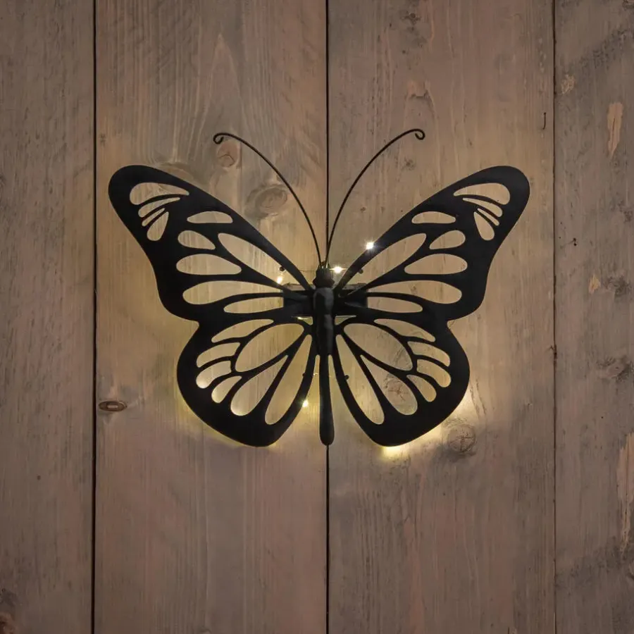 Anna's Collection Solar wandlamp - vlinder - 25 x 35 cm - metaal