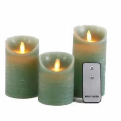 Kaarsen-Anna's Collection Stompkaarsen - 3x - jade groen - LED kaarsen