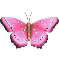 Anna's Collection s Tuindecoratie - vlinder - metaal - roze - 48 cm