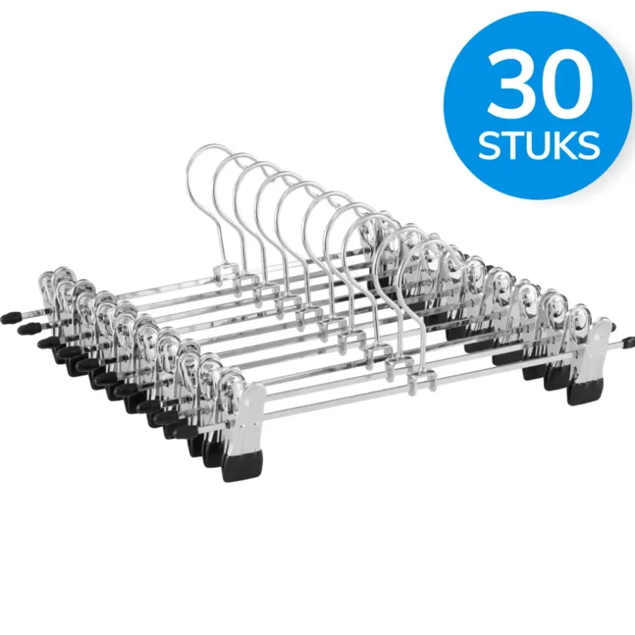 ACAZA Antislip Broekhangers met Knijpers - 30 stuks Kleding Hangers met Klemmen- 31cm