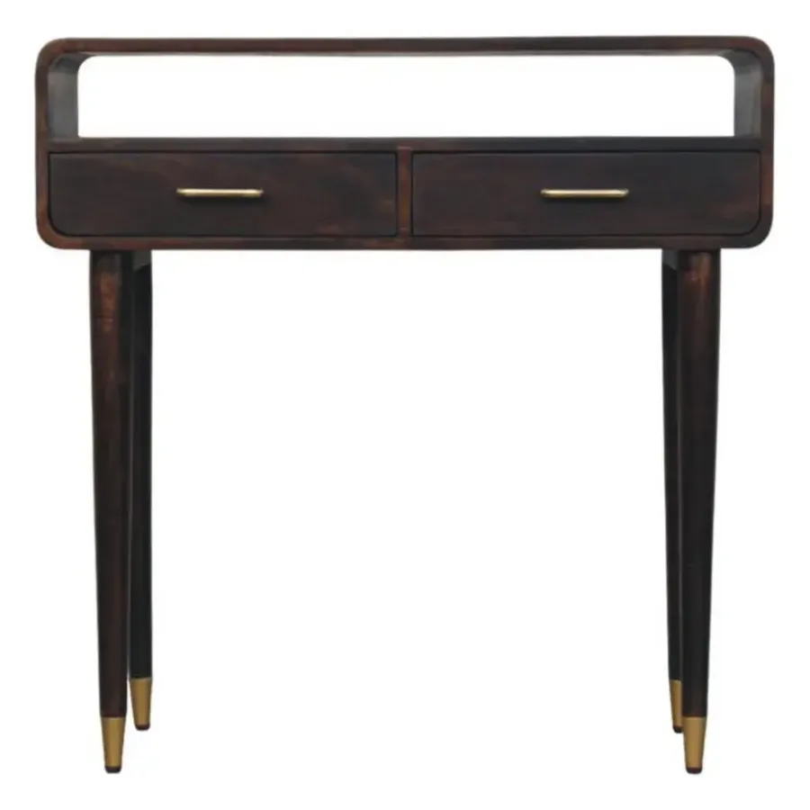 Artisan Furniture Apollo Loop Console, 2 Lades en Open Gleuf, Donkerbruin