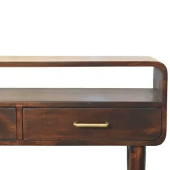 Artisan Furniture Apollo Loop Console, 2 Lades en Open Gleuf, Donkerbruin