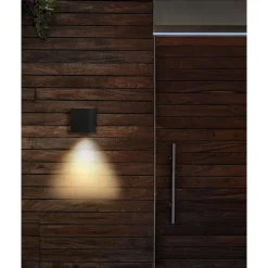 Buitenverlichting|Wandlampen-Beliani ARANSAS - Wandlamp set van 2 - Zwart - Aluminium
