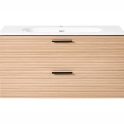 Wastafelkasten-Leen Bakker ARAPA - Wandgemonteerd meubel met wasbak - Lichtbruin - MDF