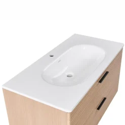 Wastafelkasten-Leen Bakker ARAPA - Wandgemonteerd meubel met wasbak - Lichtbruin - MDF