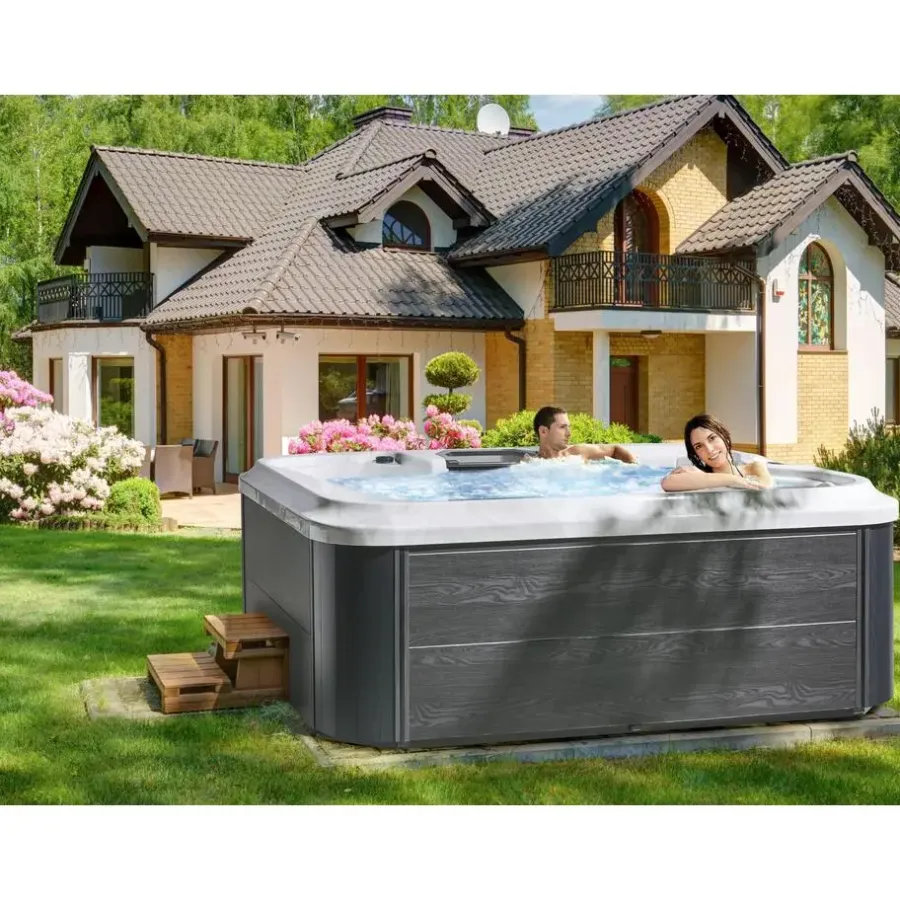 Zwembaden En Accessoires-Beliani ARCELIA - Whirlpool buitenbad - Wit - 215 x 180 cm - Acryl